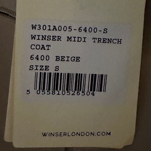 Winser London - small - beige - midi trench coat - brand new with tags - Picture 5 of 5